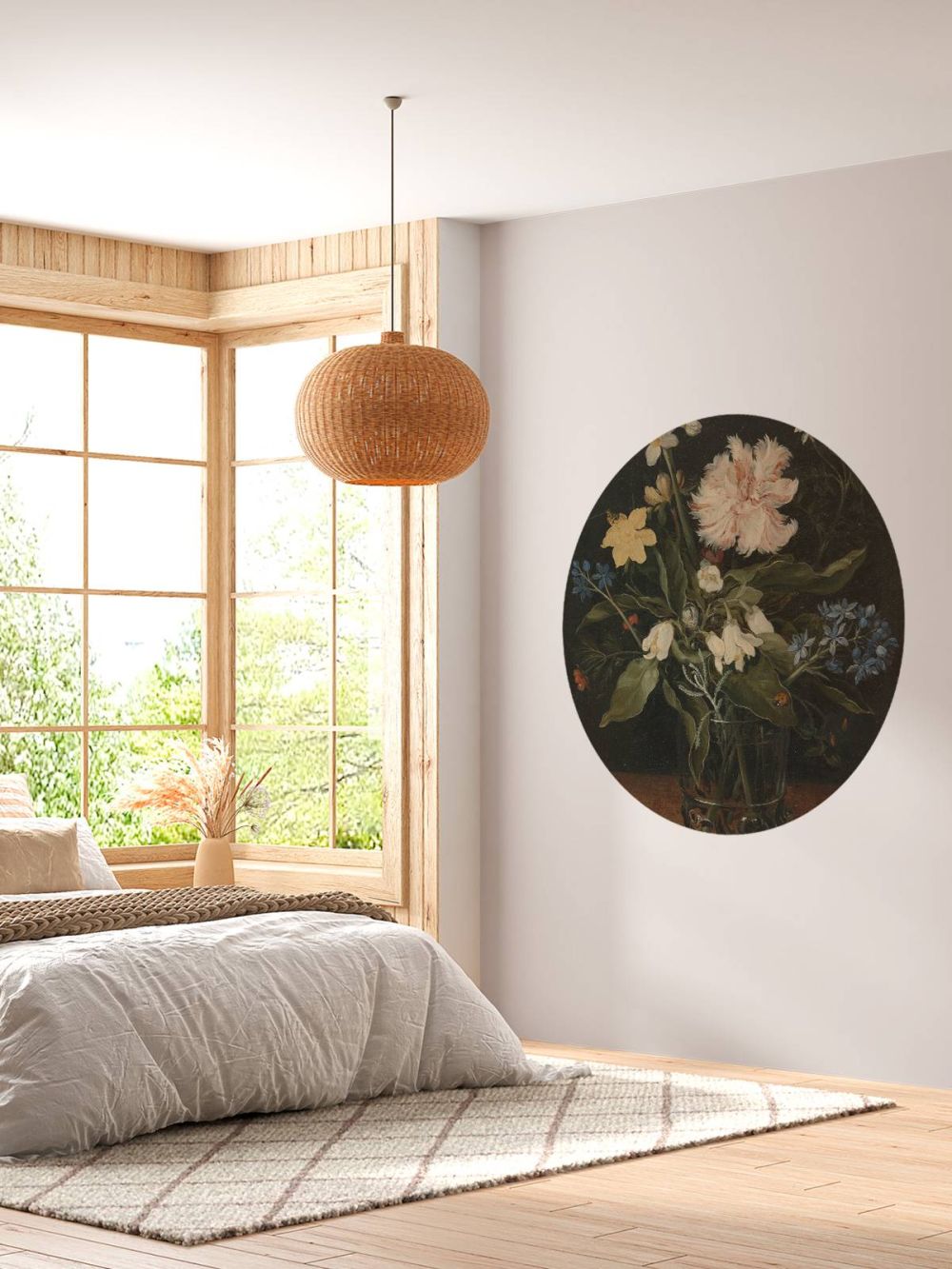 Stilleven met bloemen in een glas