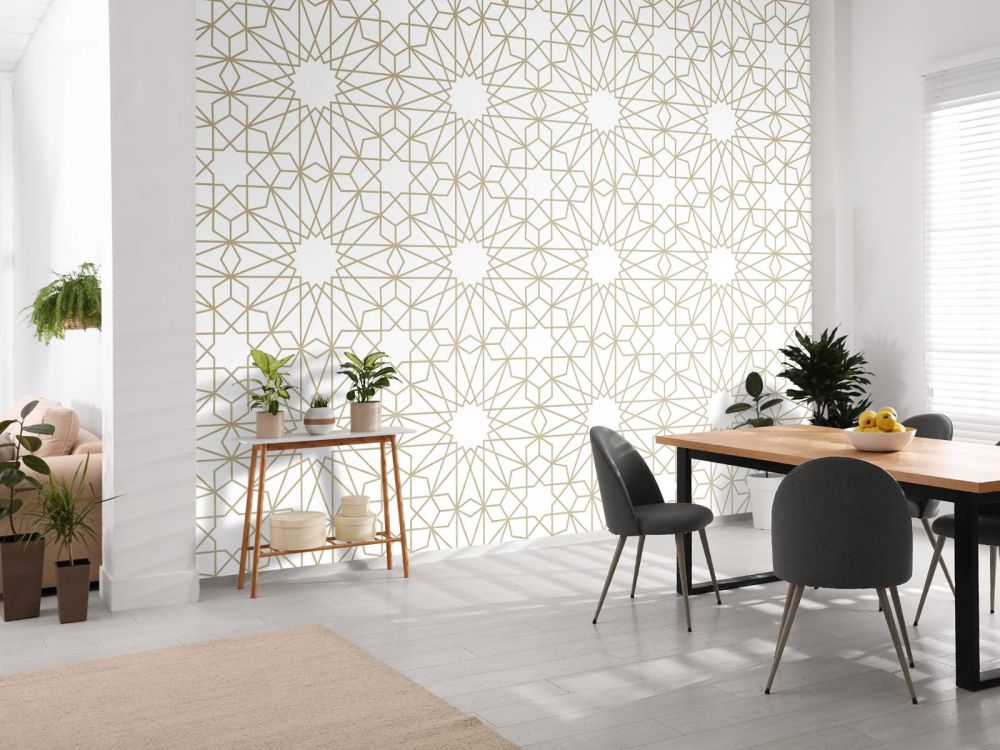 Geometrische bloemen, wit