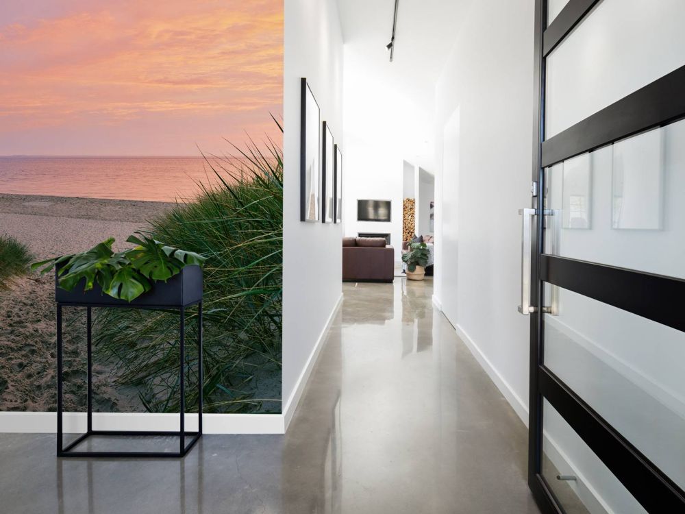 Duin doorgang met zonsopkomst