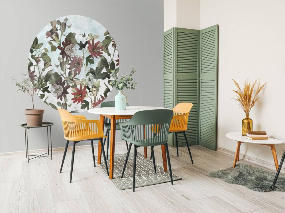 Seven Birds in Enchanted Foliage - Soft Blue