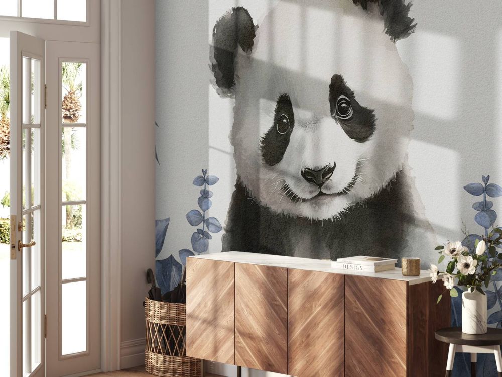 Baby panda in de jungle blauw