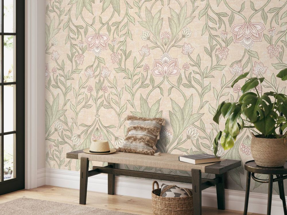 Morris bloemen damask - peach fuzz