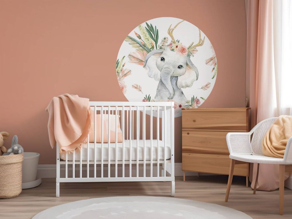 Baby olifant roze bloemen
