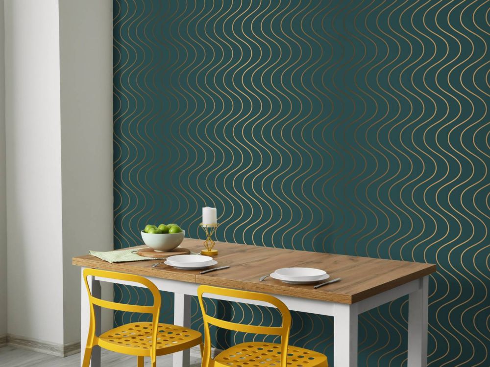 Golvend teal patroon