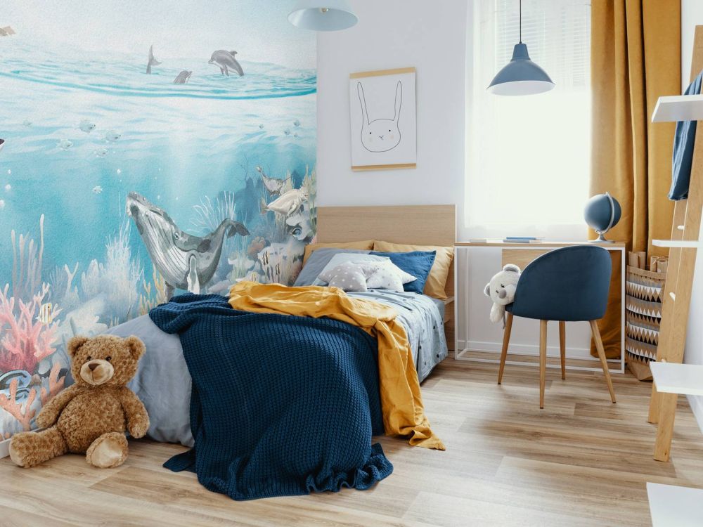 Oceaan landschap met dieren in kleur