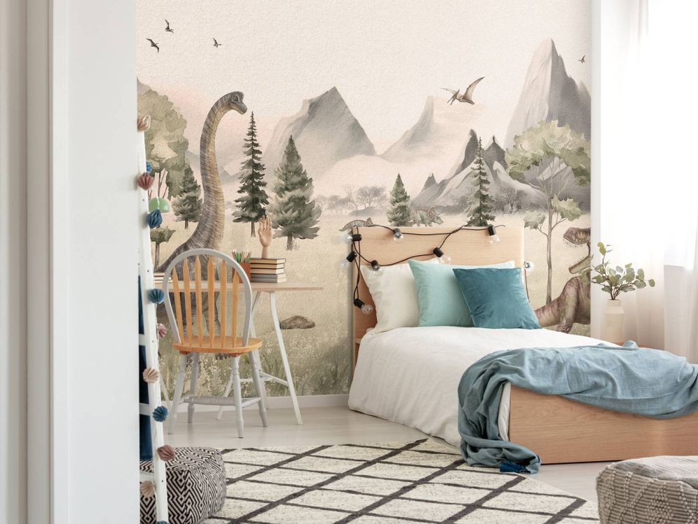 Landschap met dino's in beige