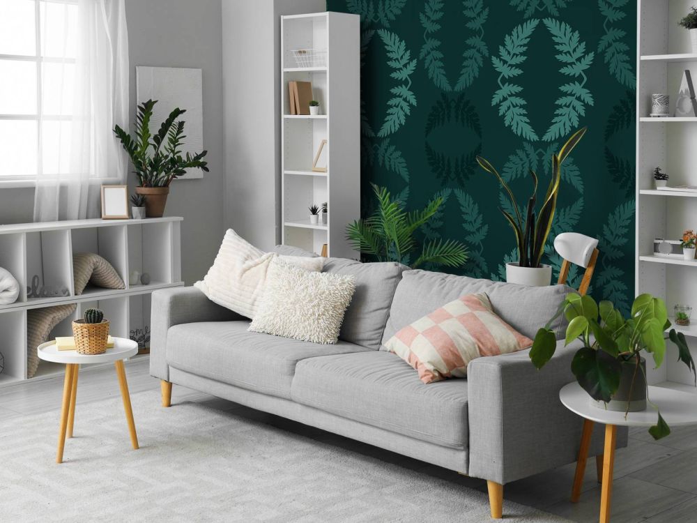 Groen patroon met takje hemlock
