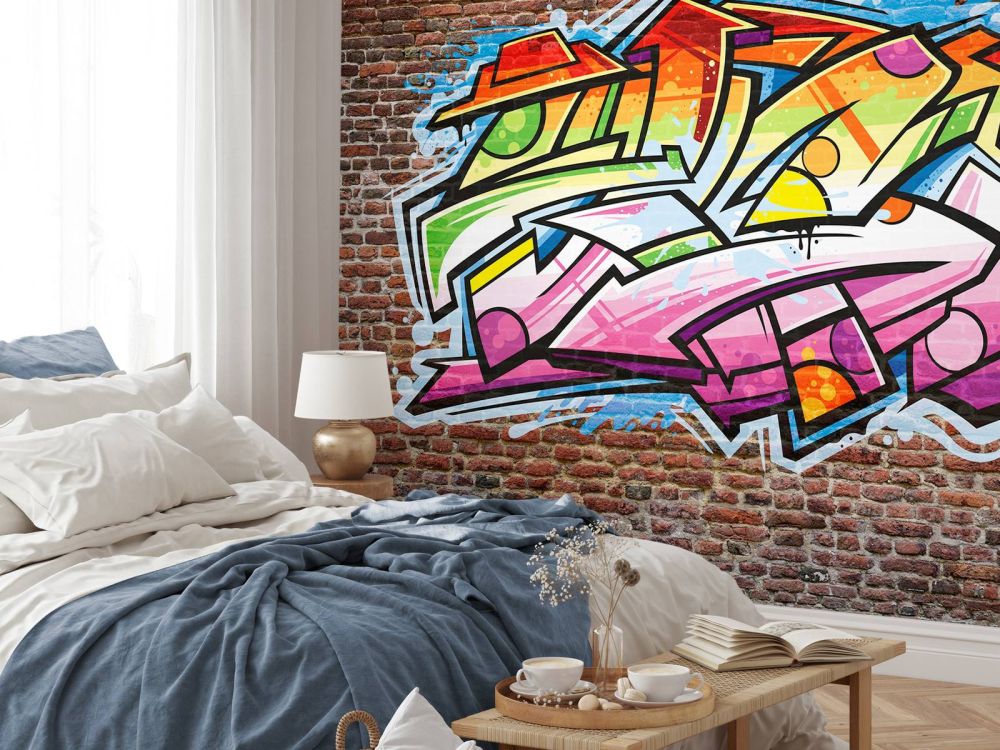 Graffiti op rode bakstenen