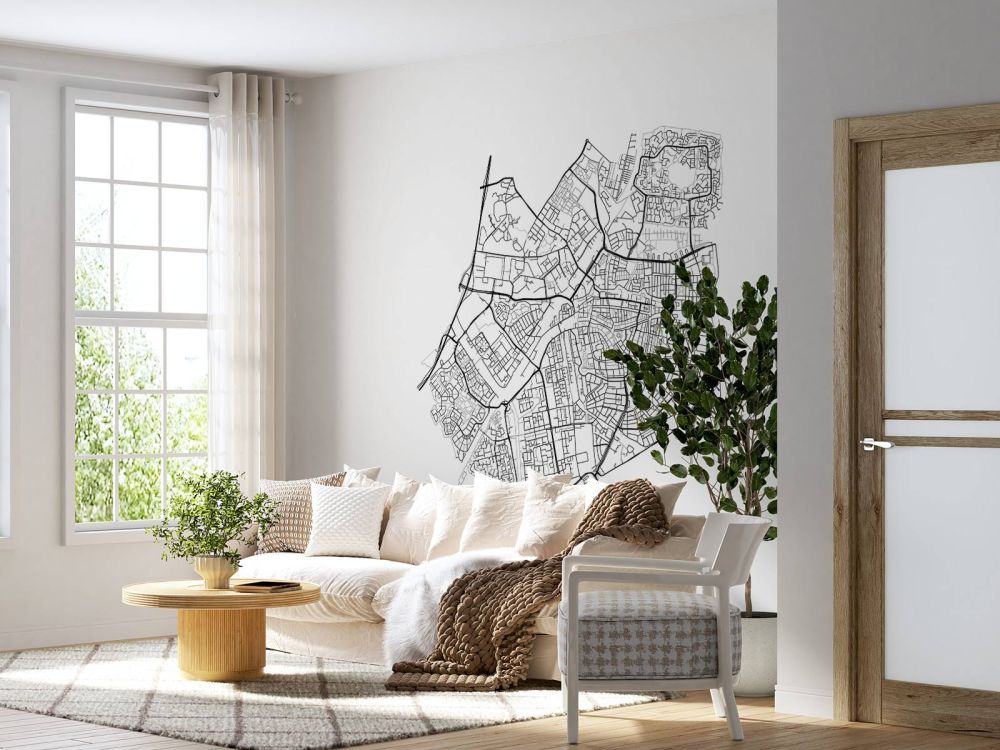Plattegrond van Leiden, wit 