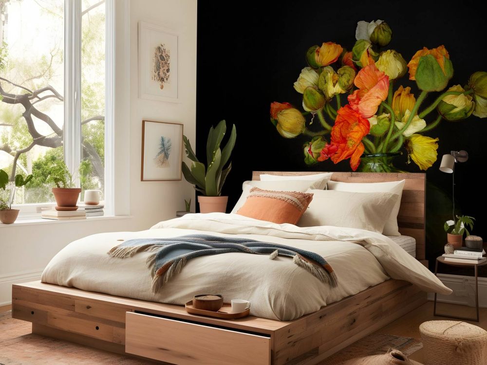Schilderachtige vaas met bloemen