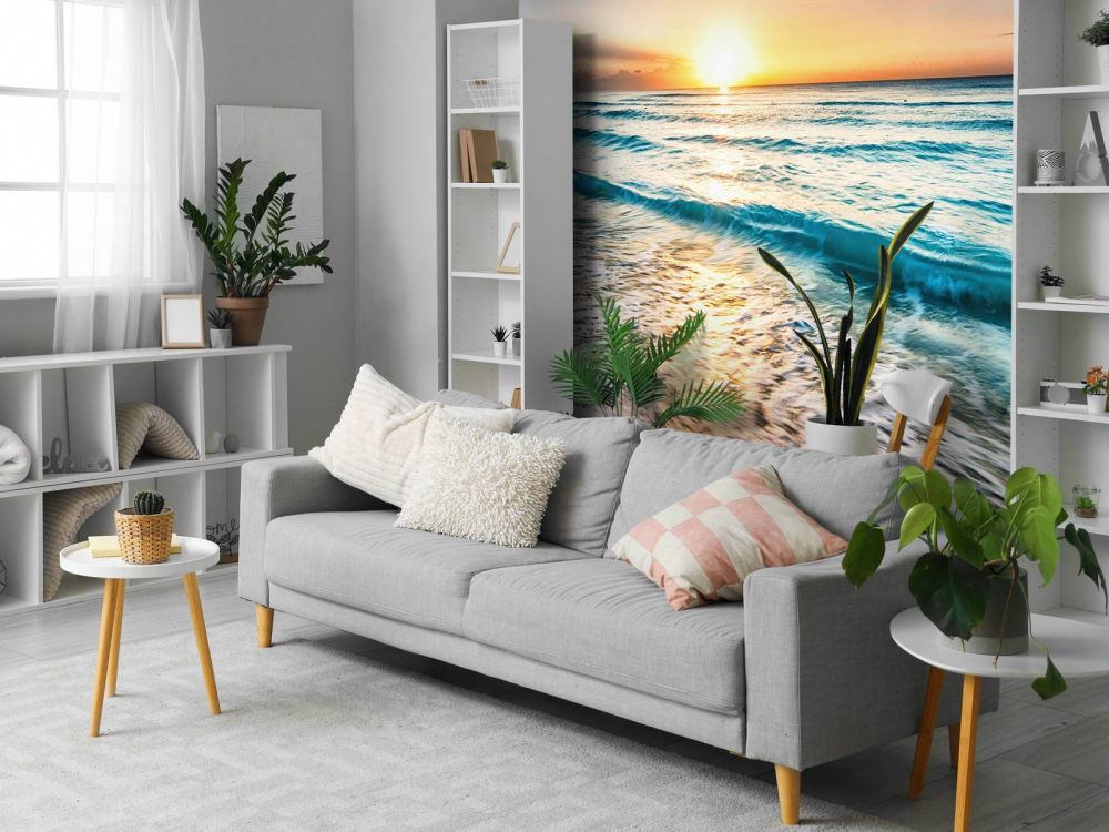 Behang met zonsondergang boven zee