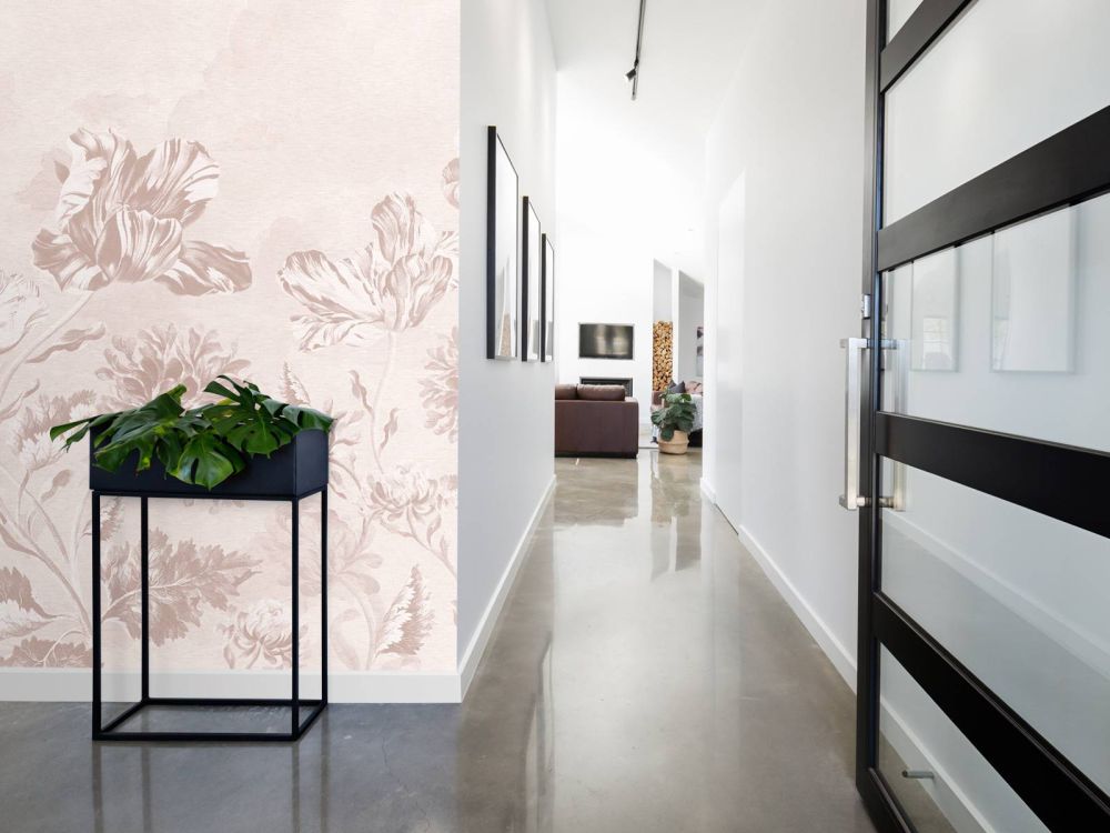 Baroque bloemen landschap - poeder roze