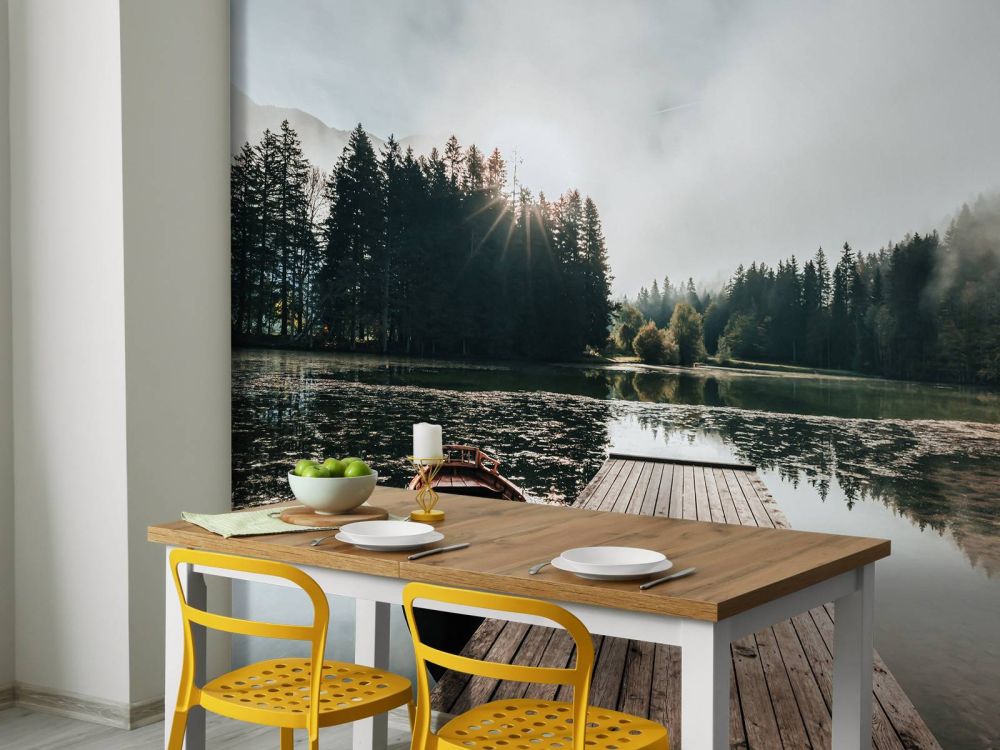 Foggy morning by the water