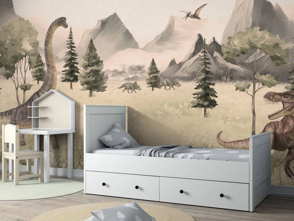 Landschap met dino's in beige