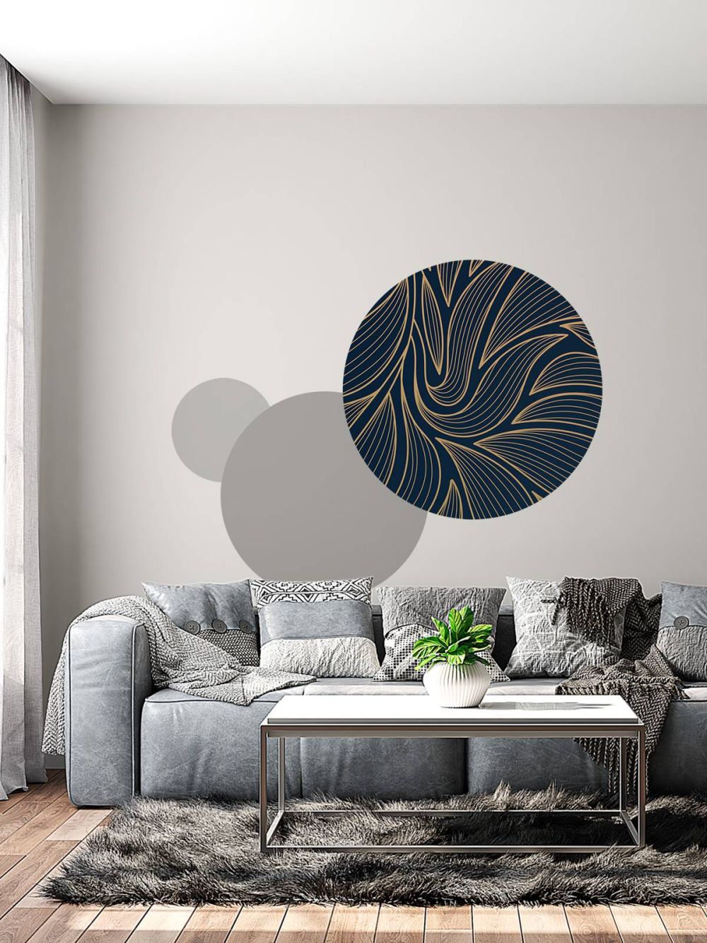 Art deco bloemen blauw