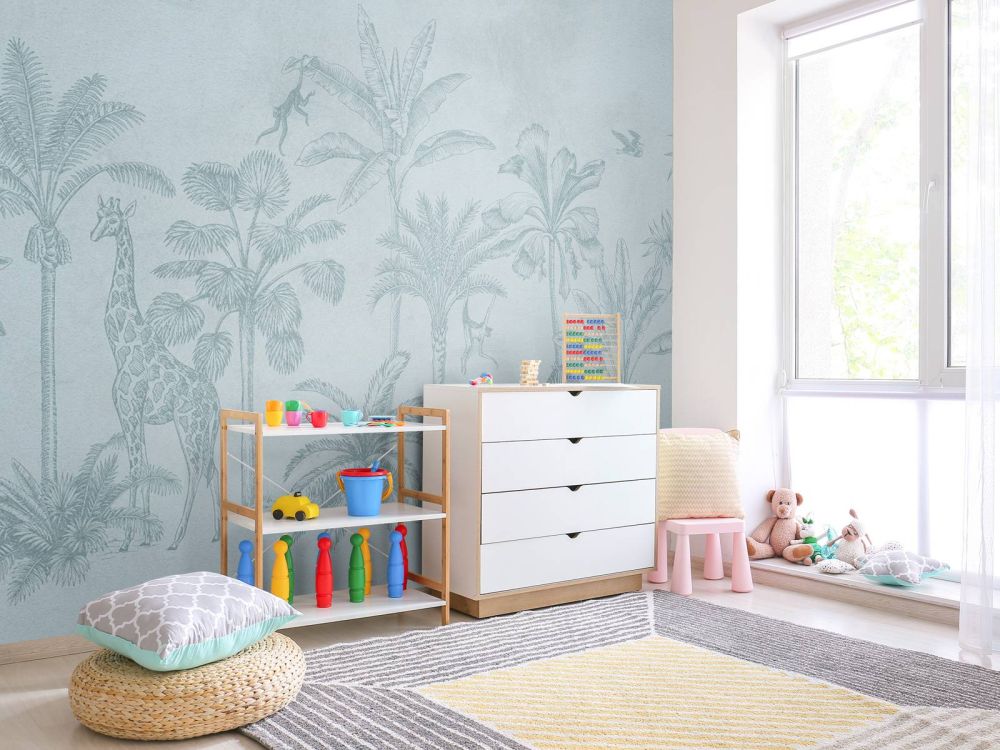 Tropisch dierenjungle blauw