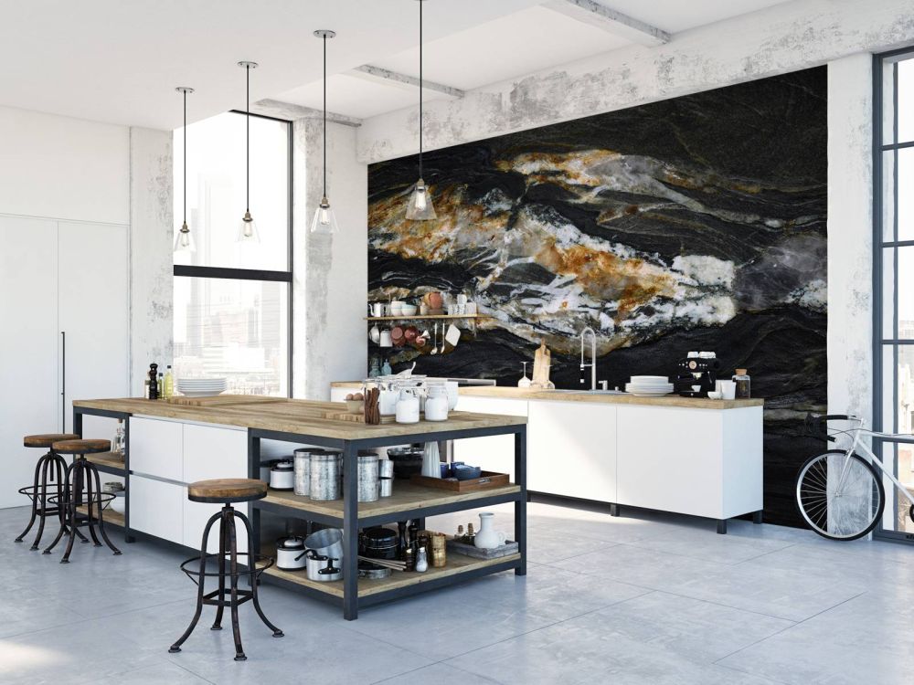 Zwart marmer met reliëf