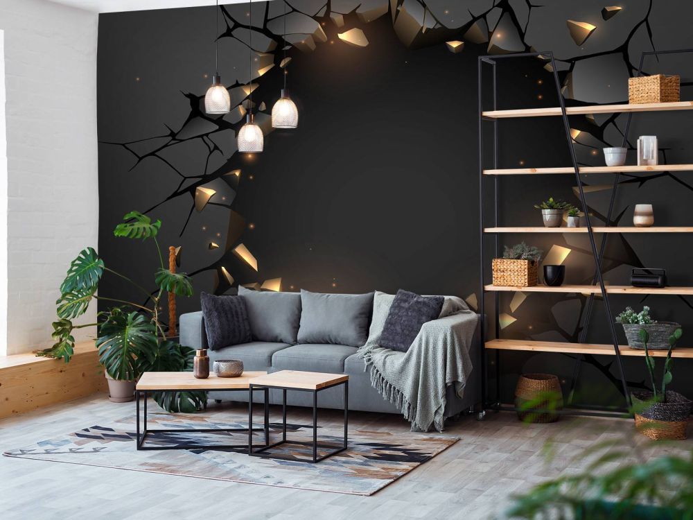 Zwarte muur met gat