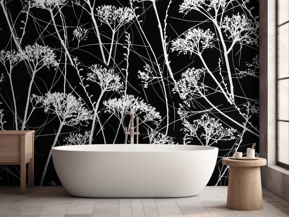 Silhouet van gedroogde planten