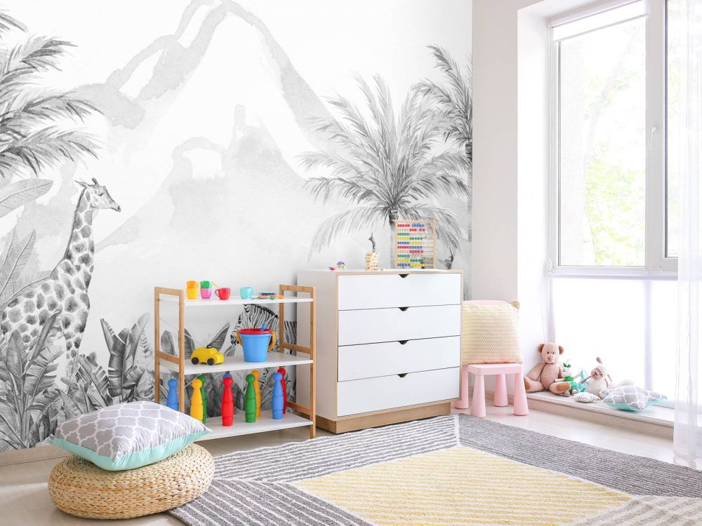 Jungle dieren in zwart-wit