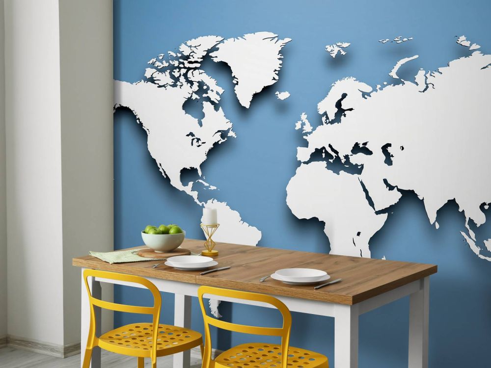 3D Wereldkaart blauw