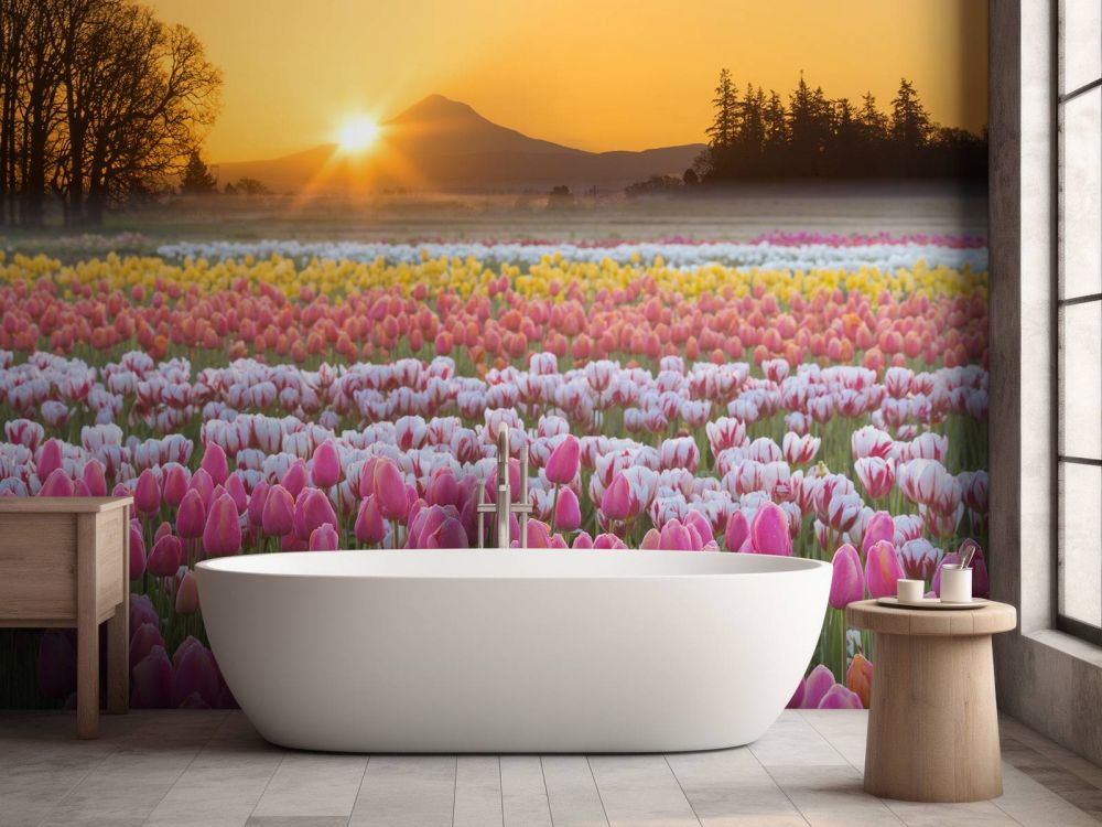 Kleurrijke tulpenveld