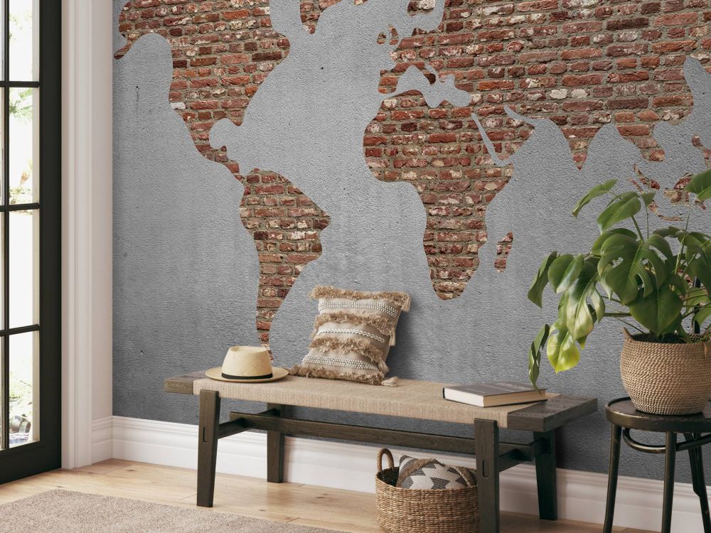 Wereldkaart met bakstenen
