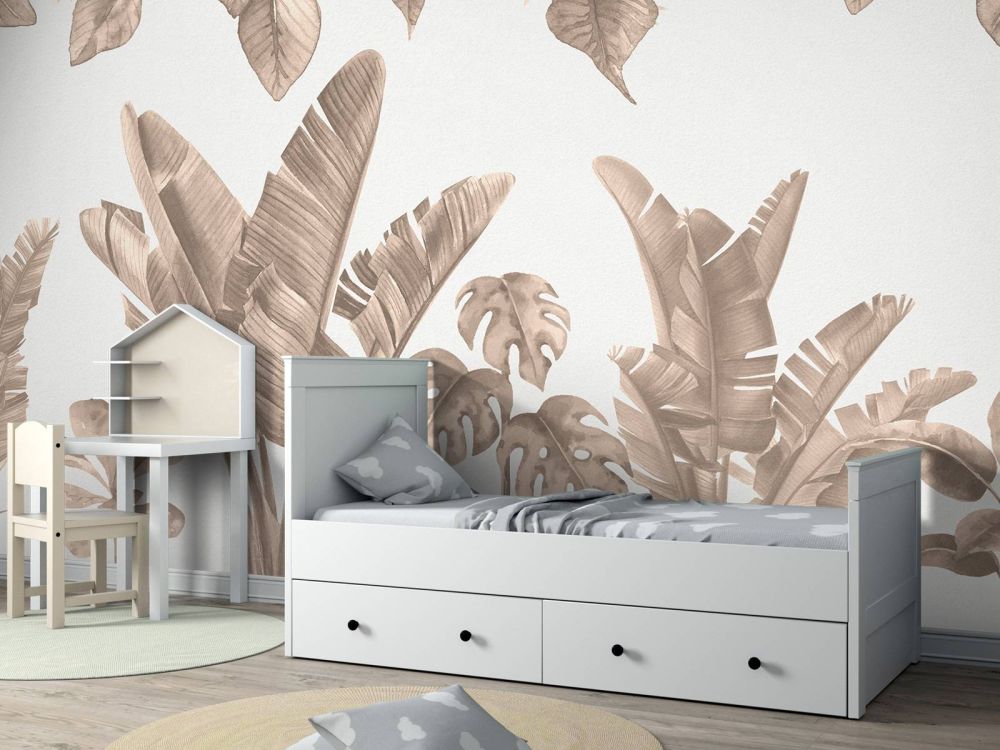 Jungle bladeren in taupe