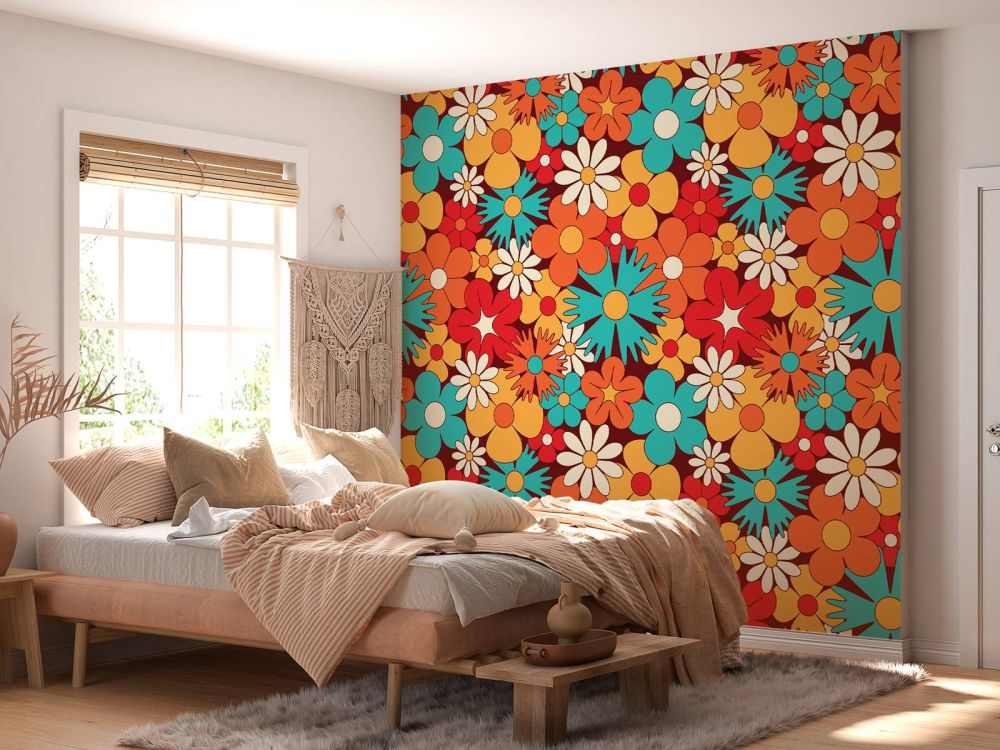 Vrolijke retro bloemen
