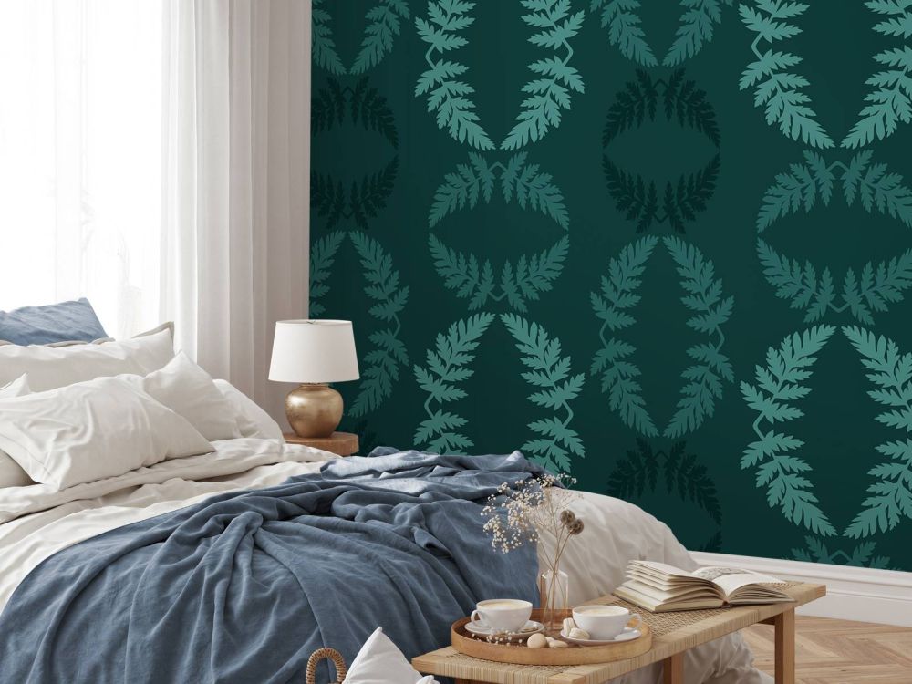 Groen patroon met takje hemlock