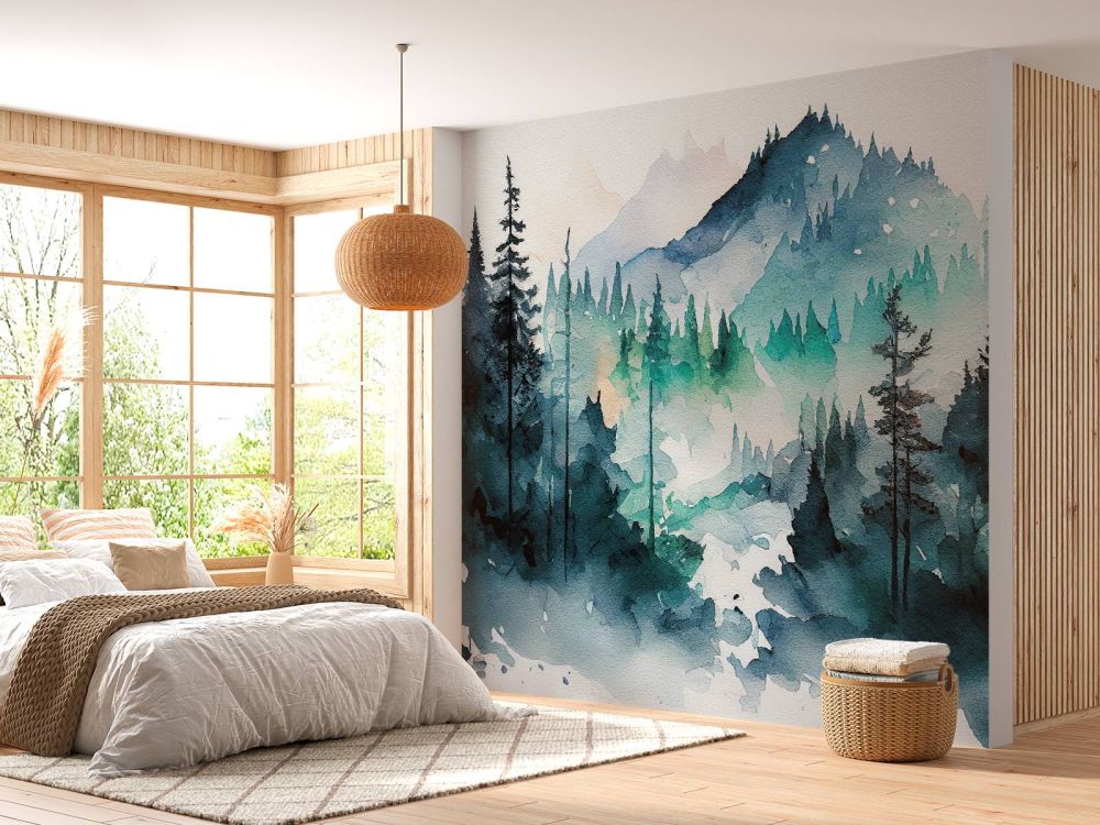 Bos in aquarel kleuren