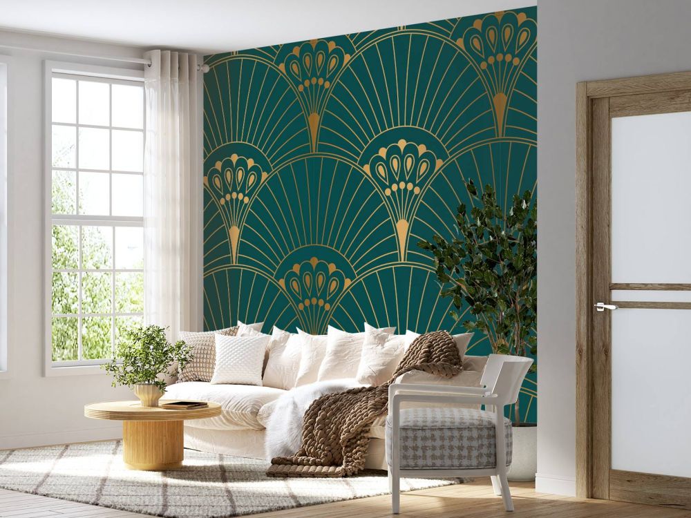 Art Deco waaier in Teal