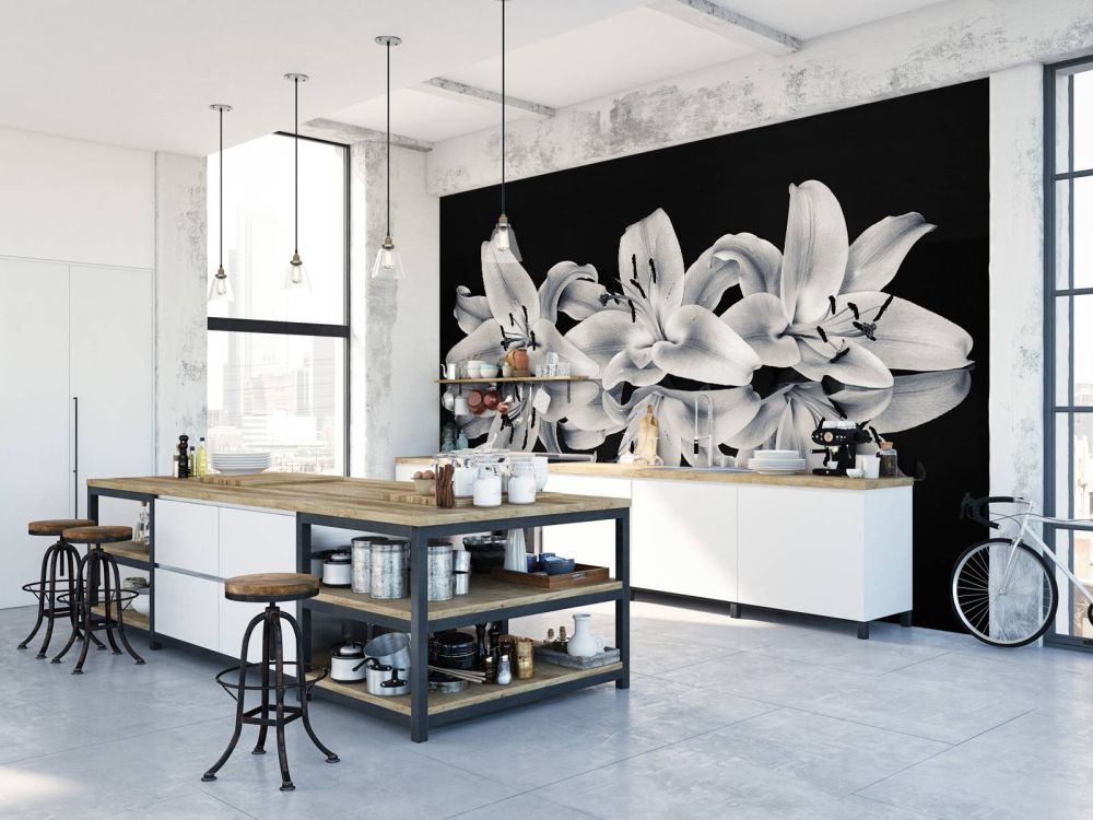 Bloemen in zwart-wit