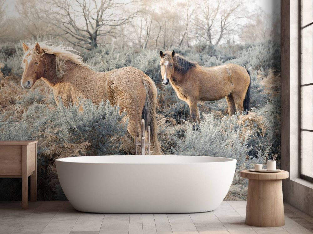 Wilde paarden in een veld