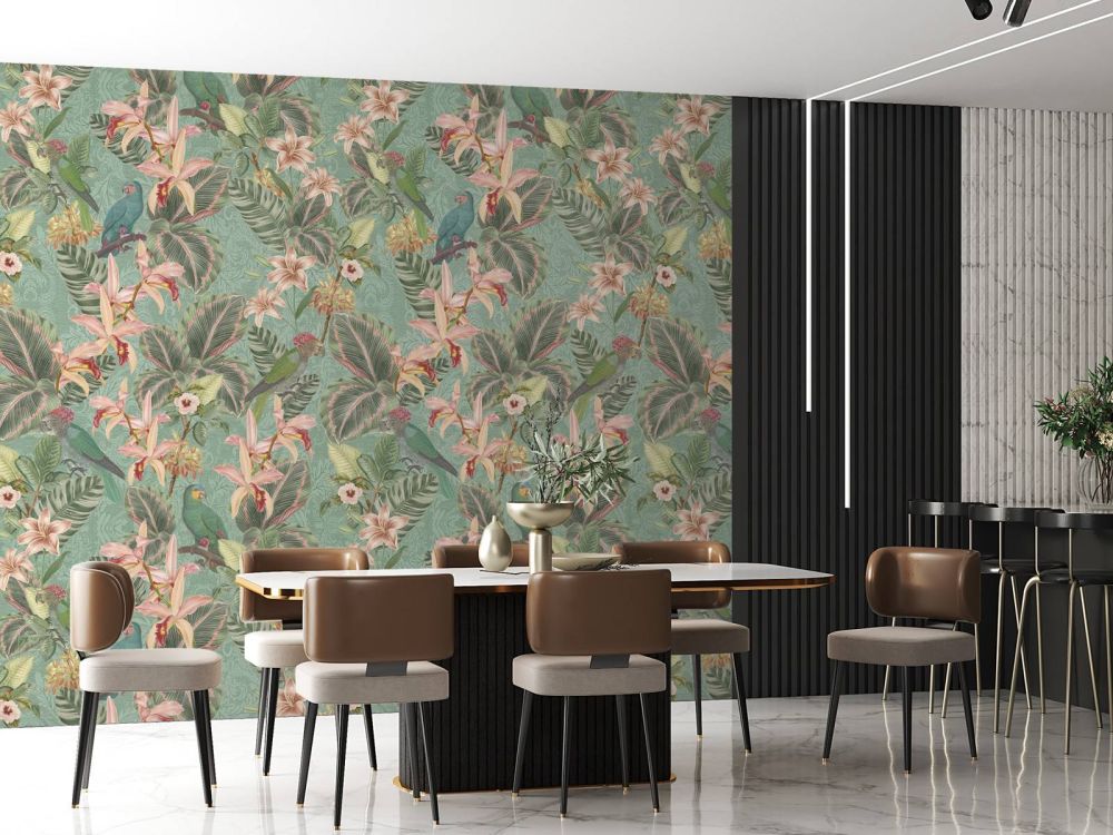 Tropische Jungle vogels & papegaaien - mint groen