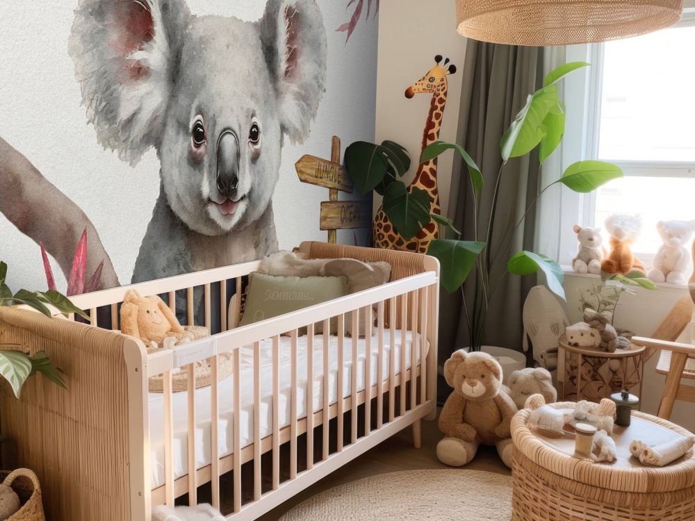 Baby koala in de jungle roze