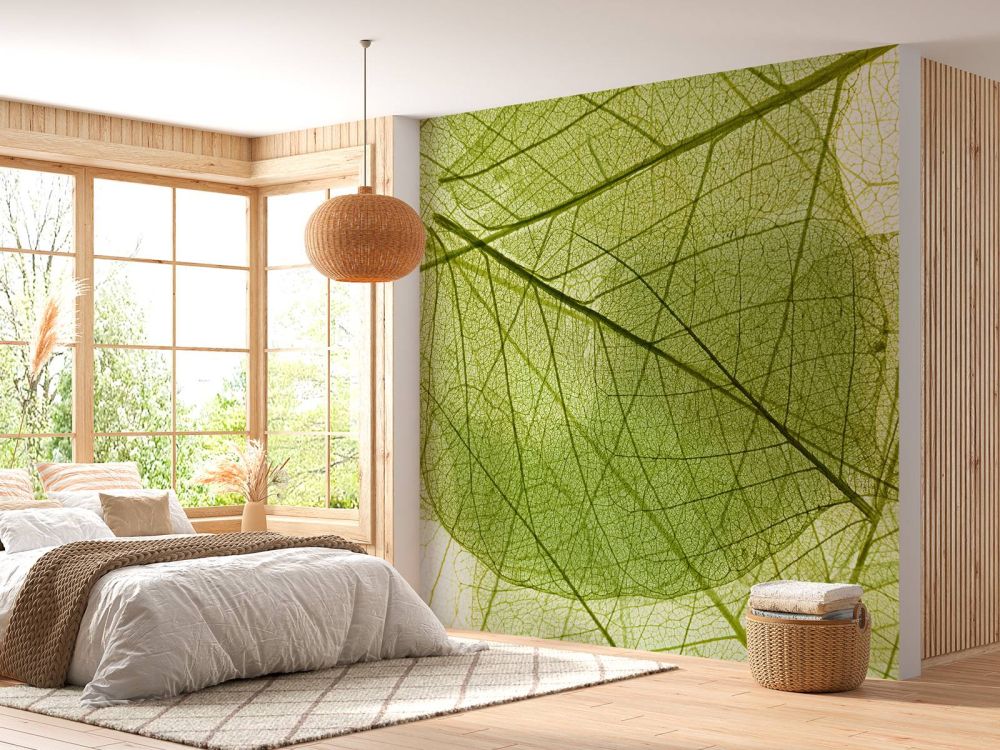 Behang met groene bladeren 