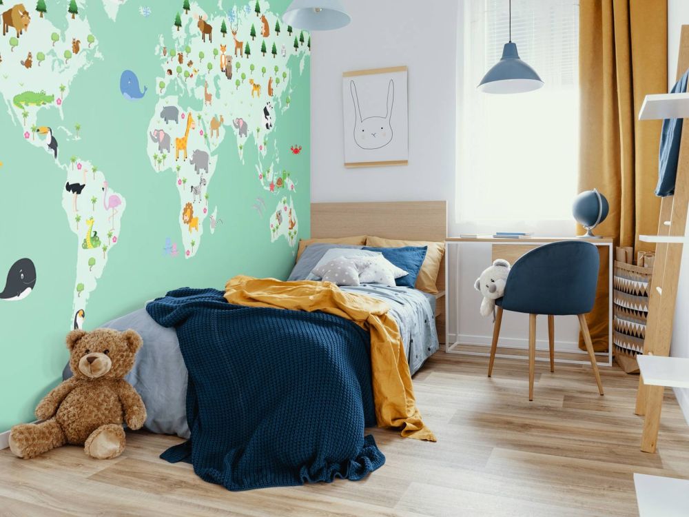 Wereldkaart voor kinderen in groen