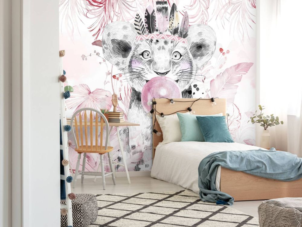 Speelse welp en roze dromen