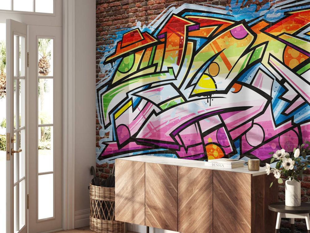 Graffiti op rode bakstenen