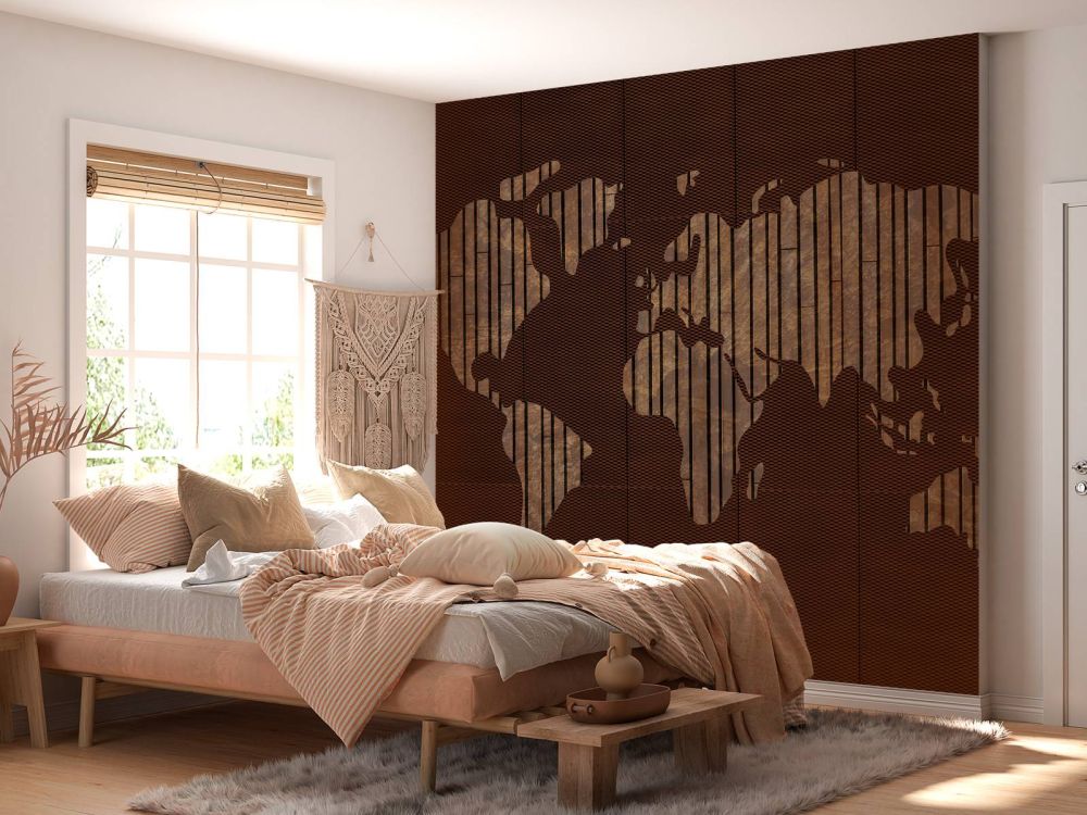 Wereldkaart met hout structuur