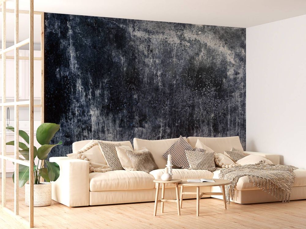Oude verweerde blauwe muur