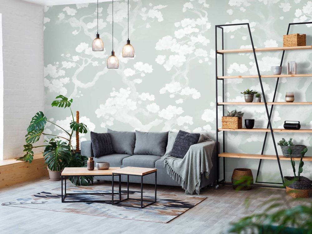 Wonderful blooming forest - mint green