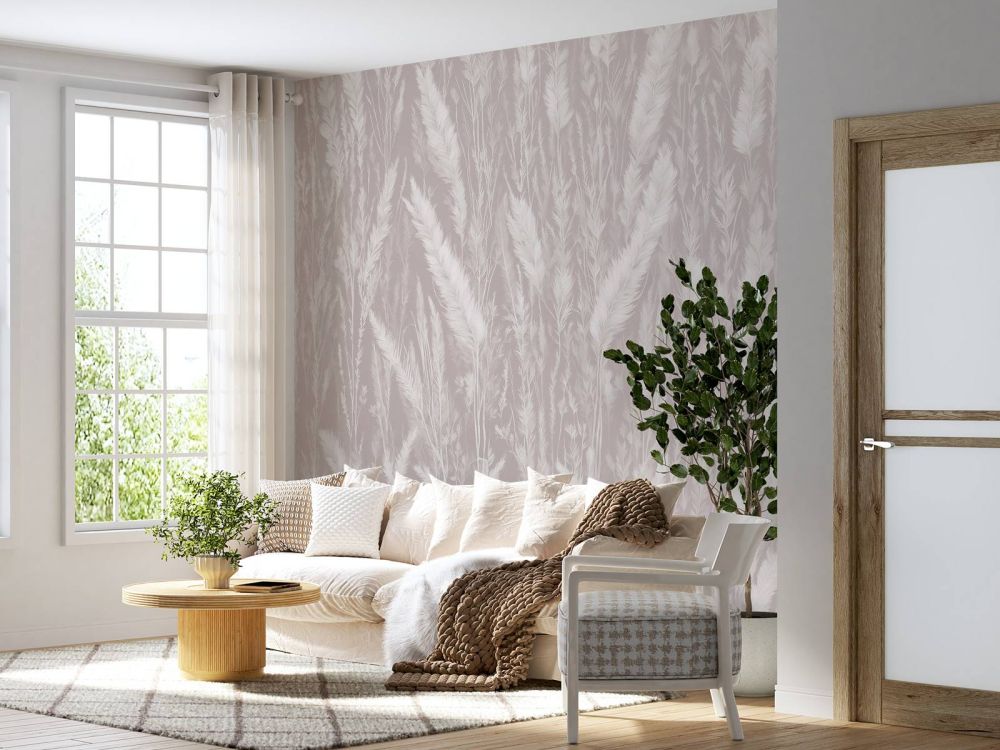 Wall of field grasses - taupe