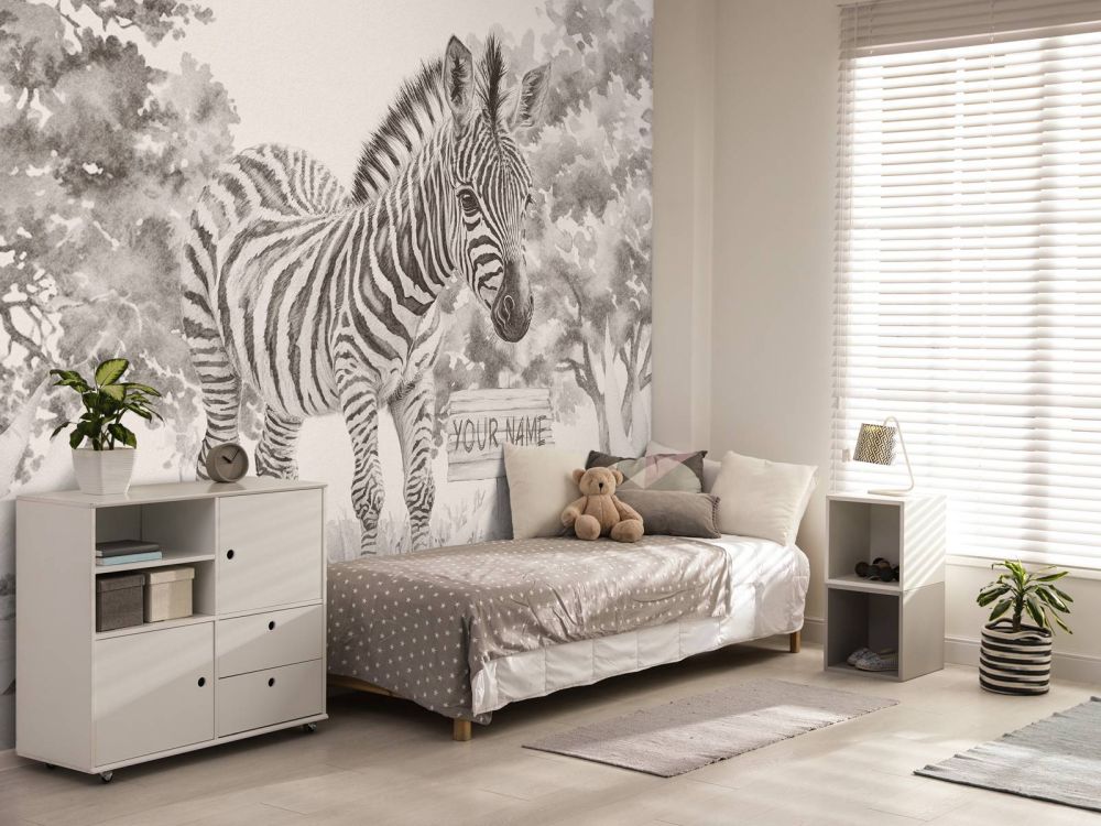 Jonge zebra in de natuur beige