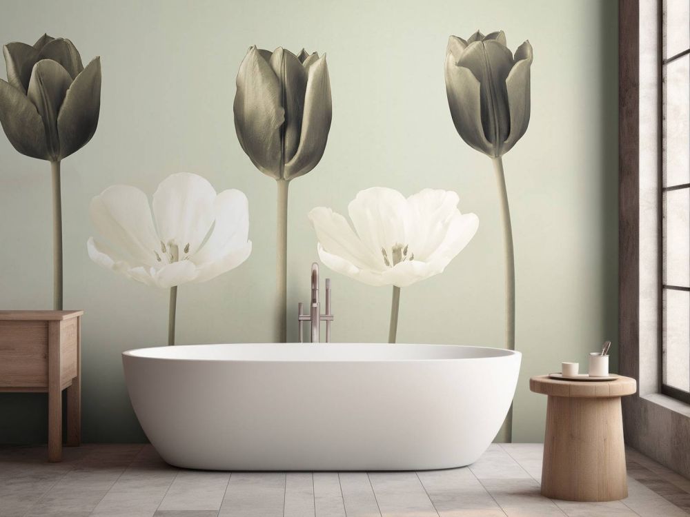 Tulpen in een rij