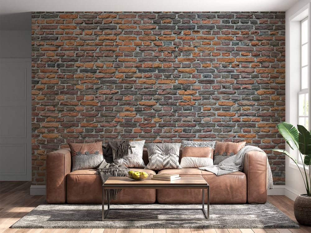 Gerestaureerde oude bakstenen muur