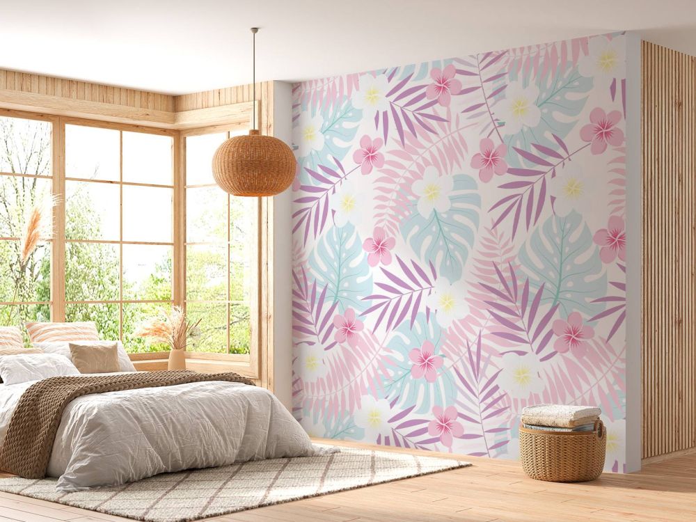 Pastel bloemen en bladeren