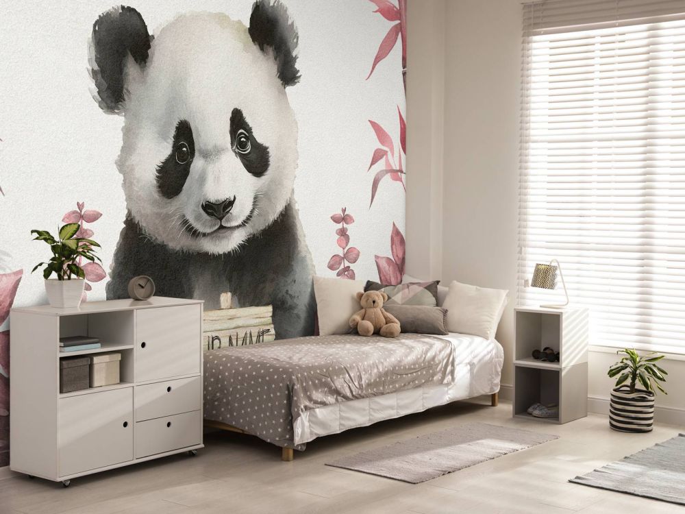 Baby panda in de jungle roze