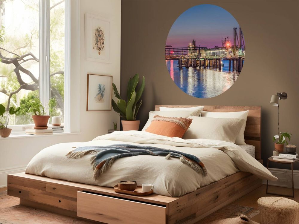 Haven van Antwerpen bij zonsondergang